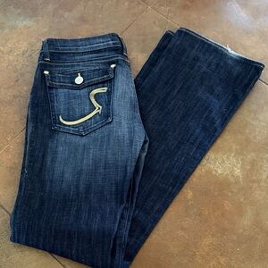 Rock & Republic Dark Indigo Boot Cut Jeans with Gold Stitching